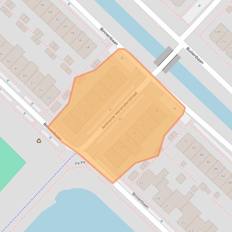 Kaart van postcodegebied 4206WG.