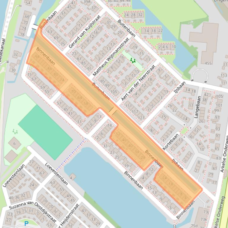 Kaart van postcodegebied 4206WJ.