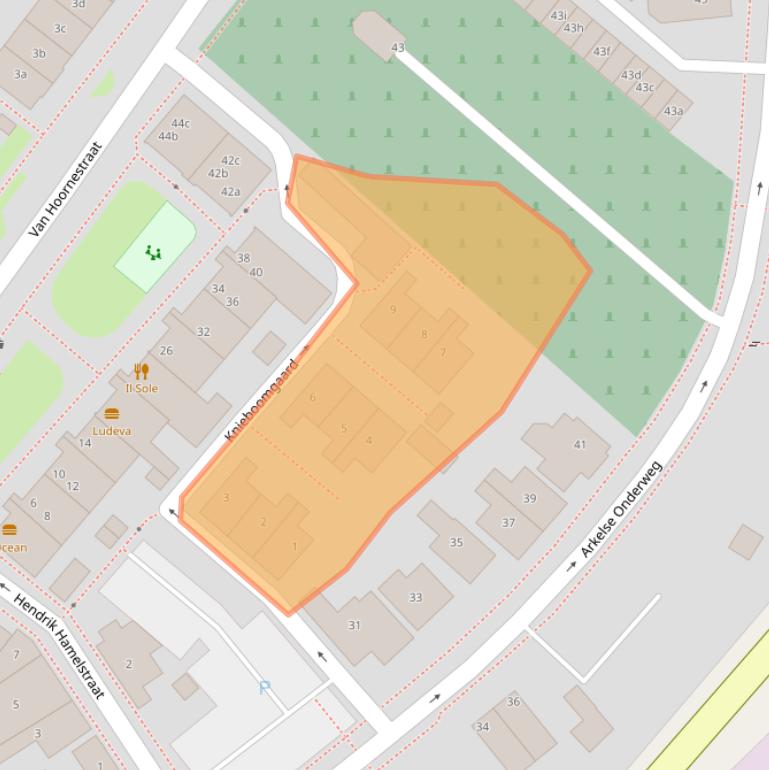 Kaart van postcodegebied 4206XV.