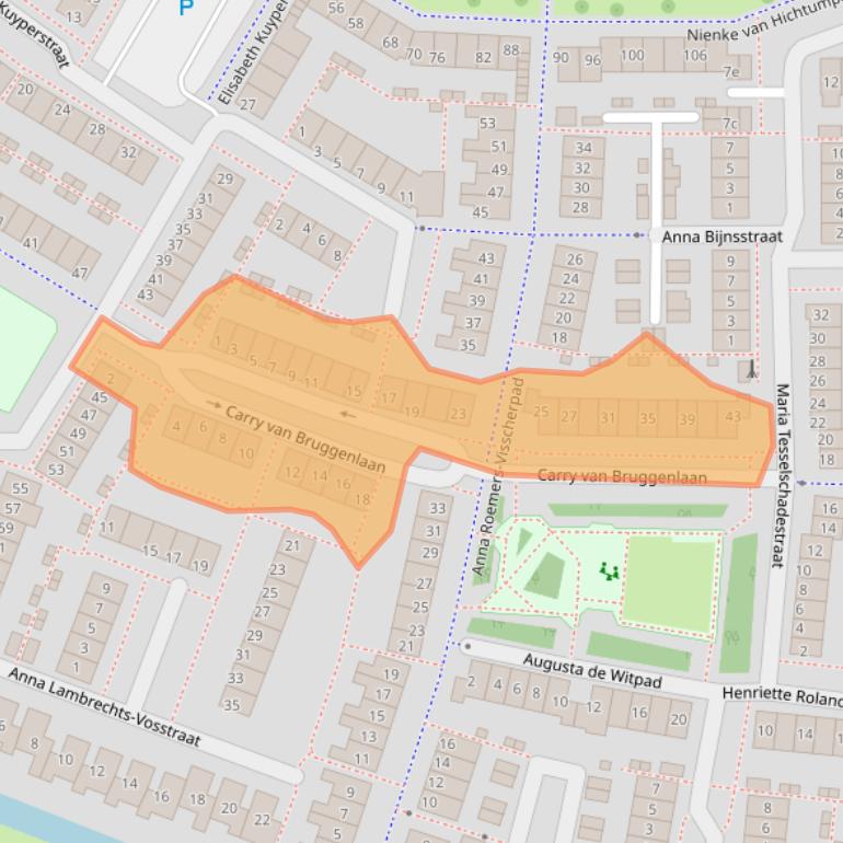 Kaart van postcodegebied 4207JE.