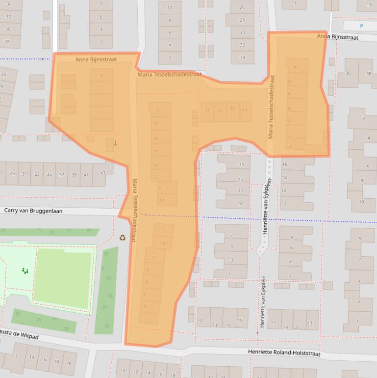 Kaart van postcodegebied 4207JZ.