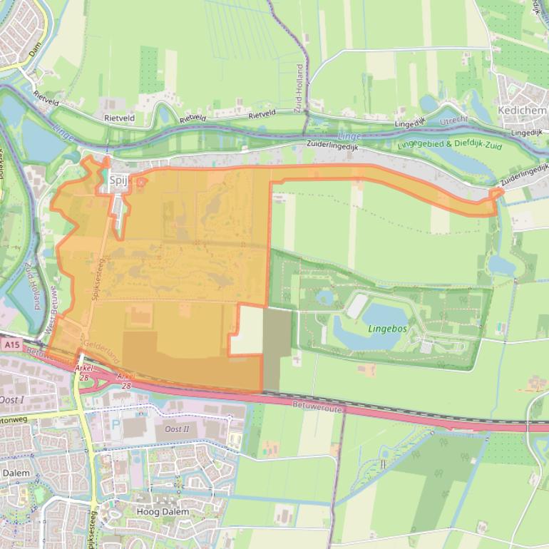 Kaartafbeelding, ingezoomd op postcodegebied 4212.