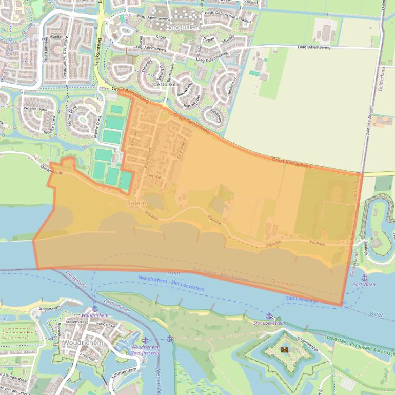 Kaart van postcodegebied 4213.