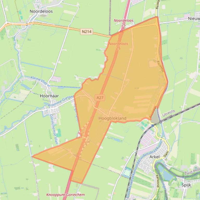 Kaartafbeelding, ingezoomd op postcodegebied 4221.