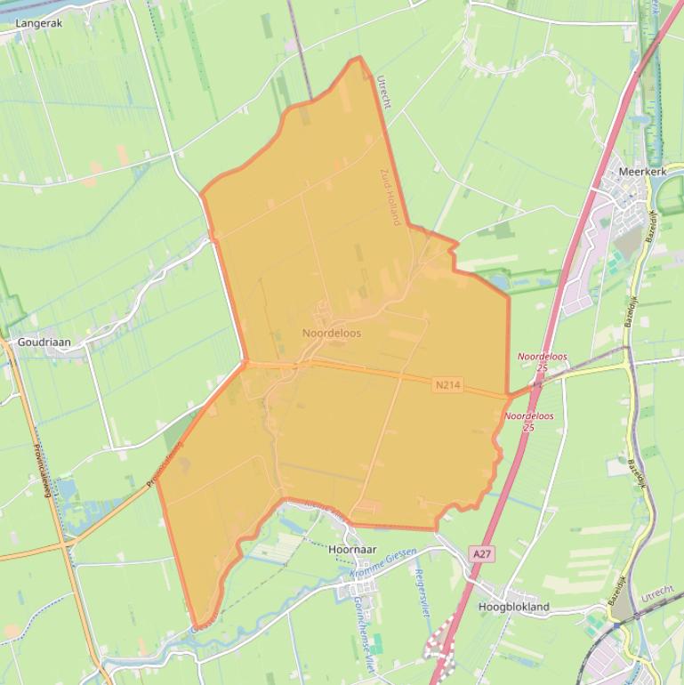 Kaart van postcodegebied 4225.