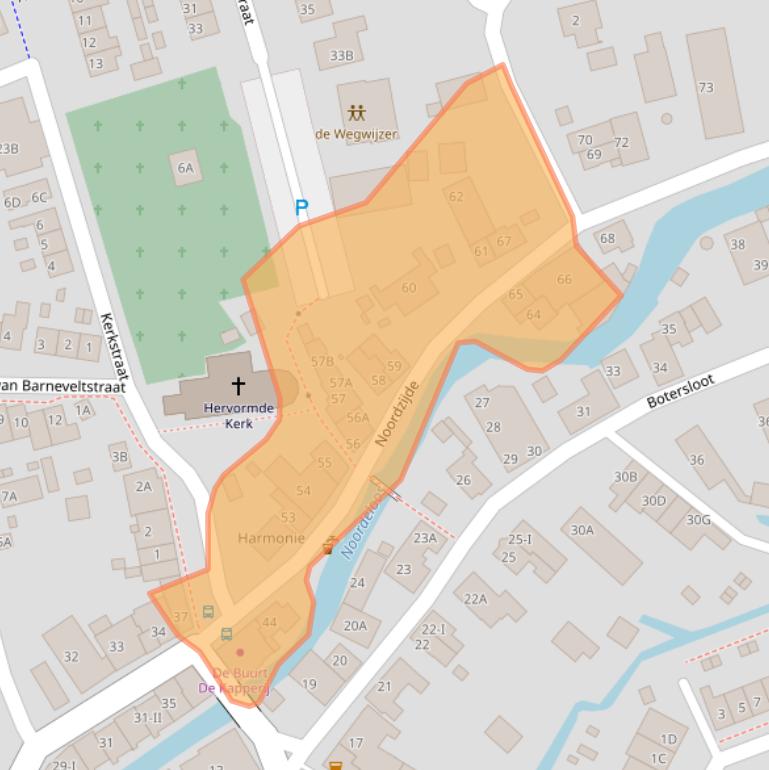 Kaart van postcodegebied 4225PJ.