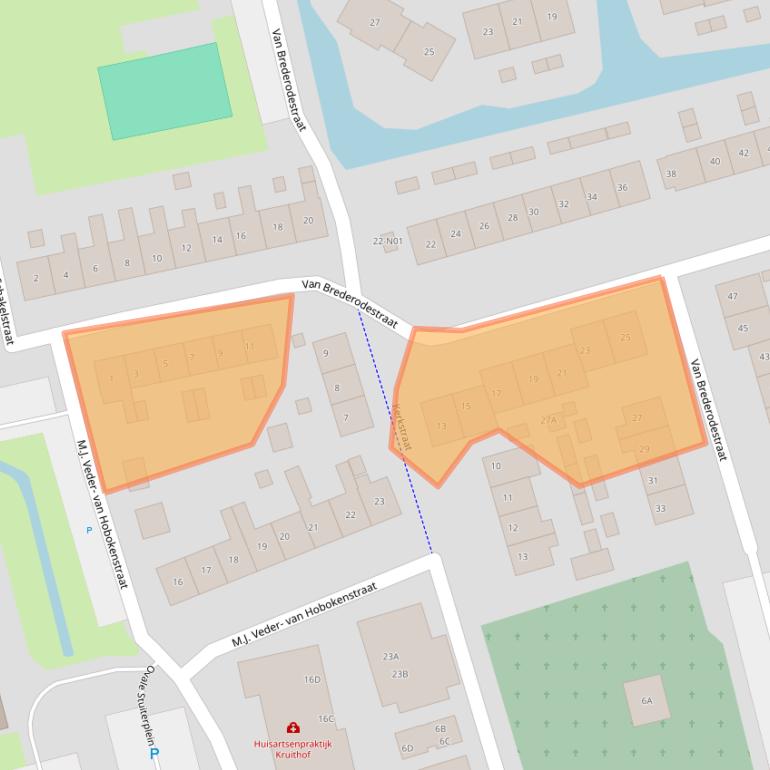 Kaart van postcodegebied 4225RB.