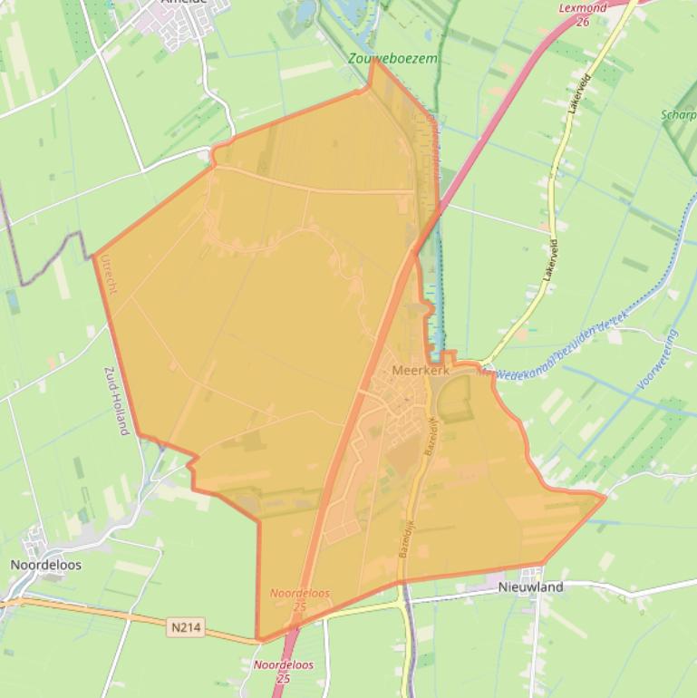 Kaart van postcodegebied 4231.