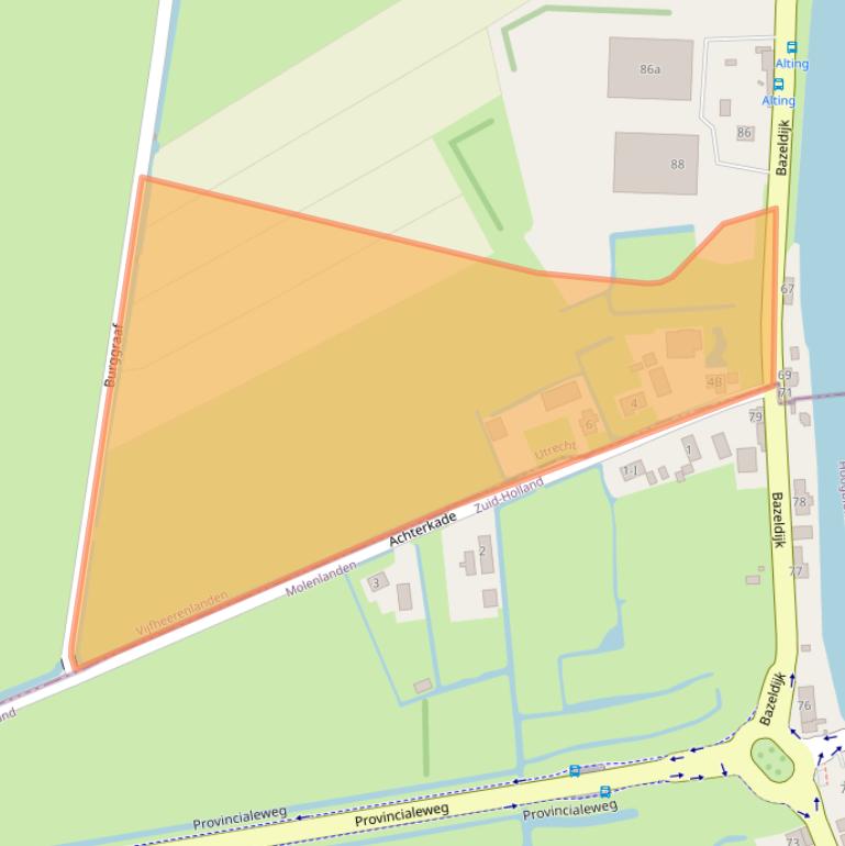 Kaart van postcodegebied 4231ZG.