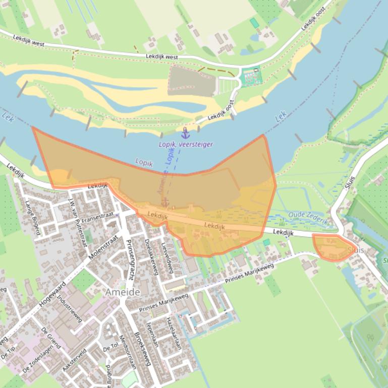 Kaart van postcodegebied 4233CL.