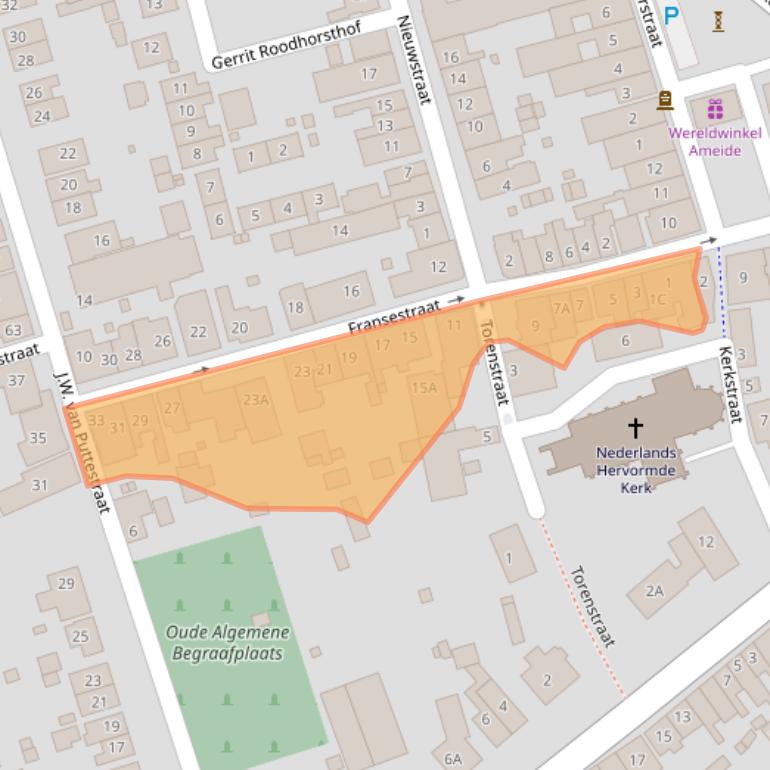 Kaart van postcodegebied 4233EC.