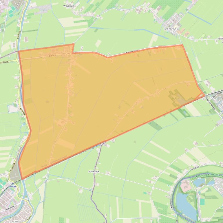 Kaart van postcodegebied 4243.