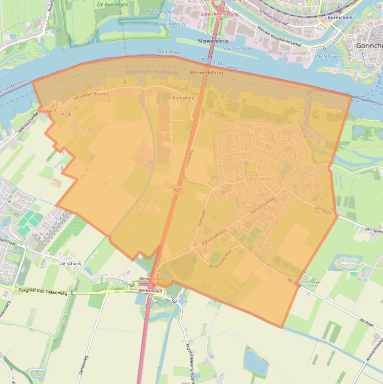 Kaart van postcodegebied 4254.