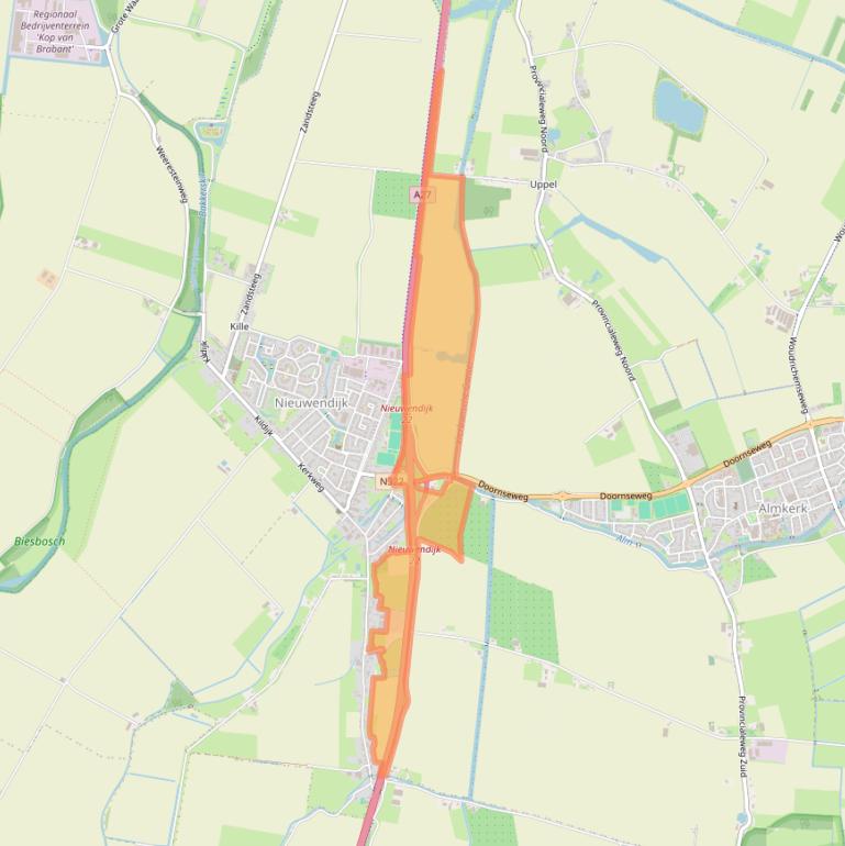 Kaart van postcodegebied 4255KC.