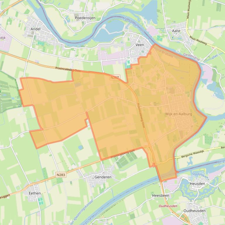 Kaart van postcodegebied 4261.