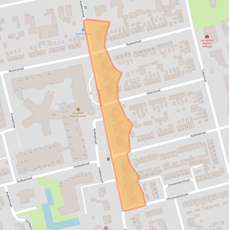 Kaart van postcodegebied 4261CJ.