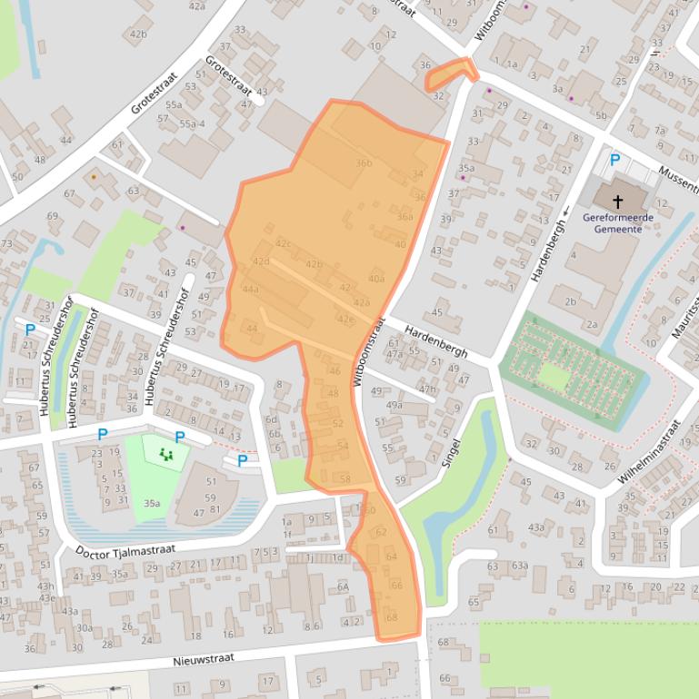 Kaart van postcodegebied 4264RX.