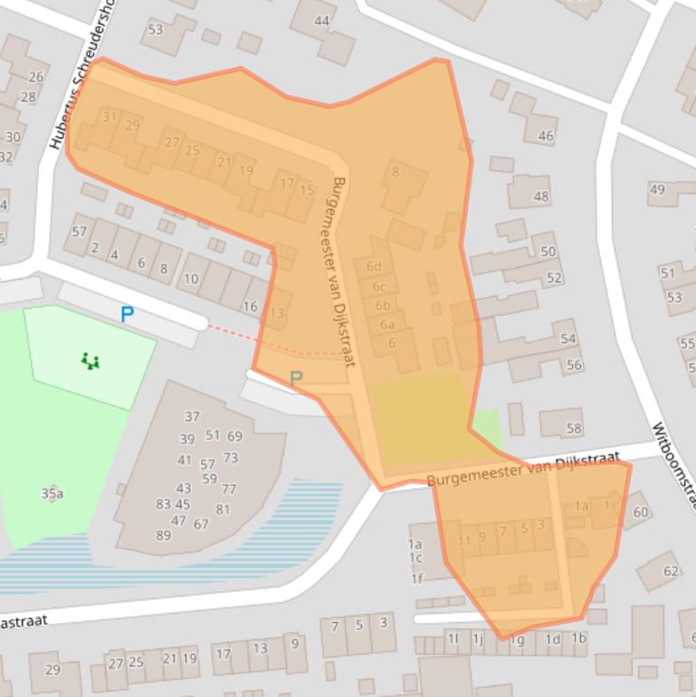 Kaart van postcodegebied 4264RZ.