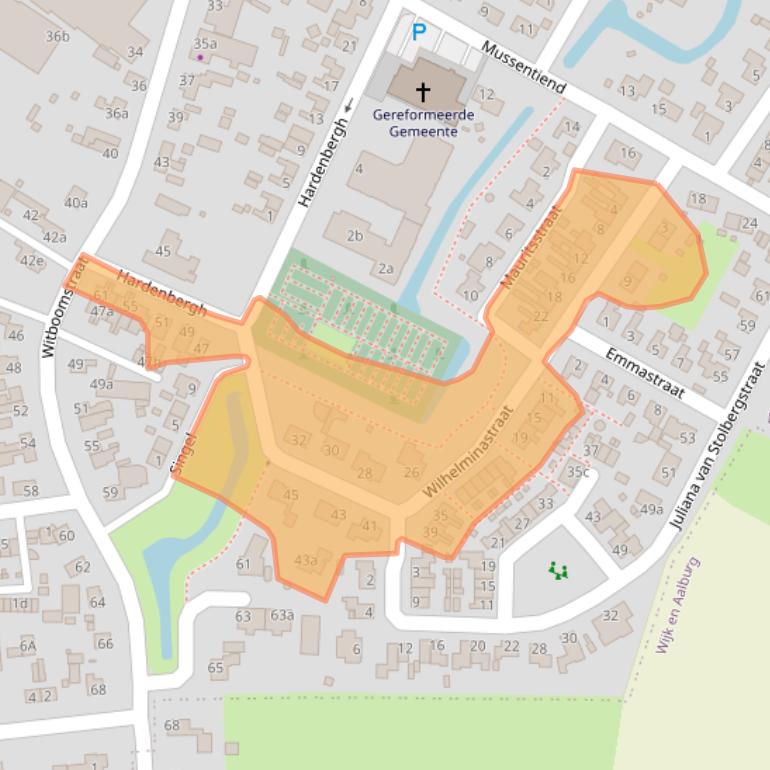 Kaart van postcodegebied 4264SH.