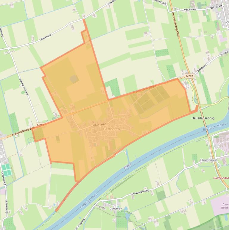 Kaart van postcodegebied 4265.