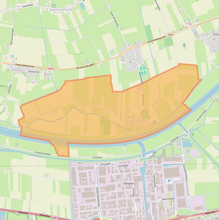 Kaart van postcodegebied 4267.