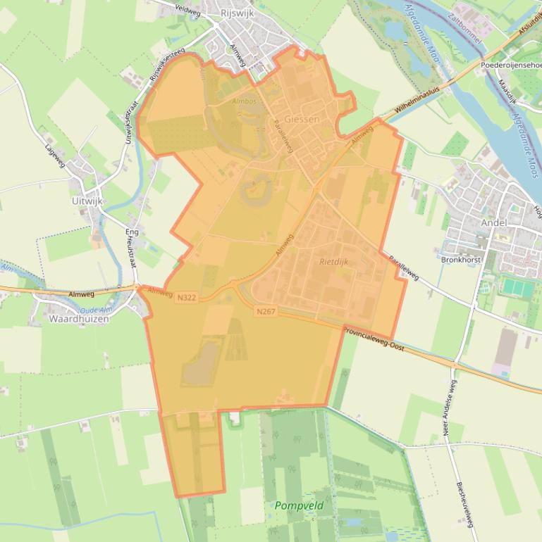 Kaart van postcodegebied 4283.