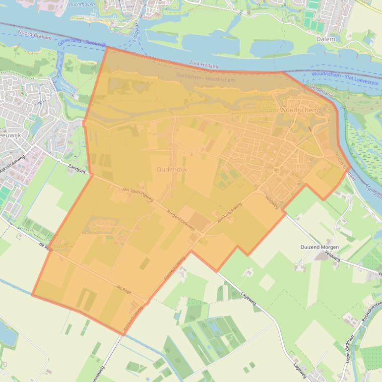 Kaart van postcodegebied 4285.