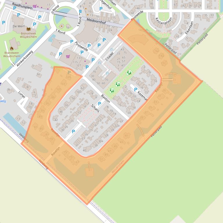 Kaart van postcodegebied 4285EE.