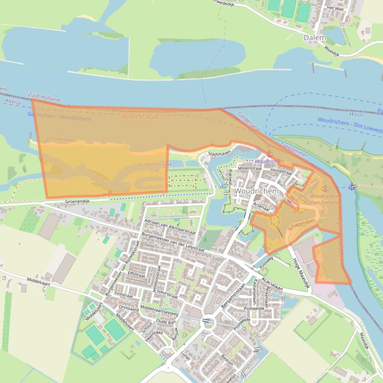 Kaart van postcodegebied 4285XA.