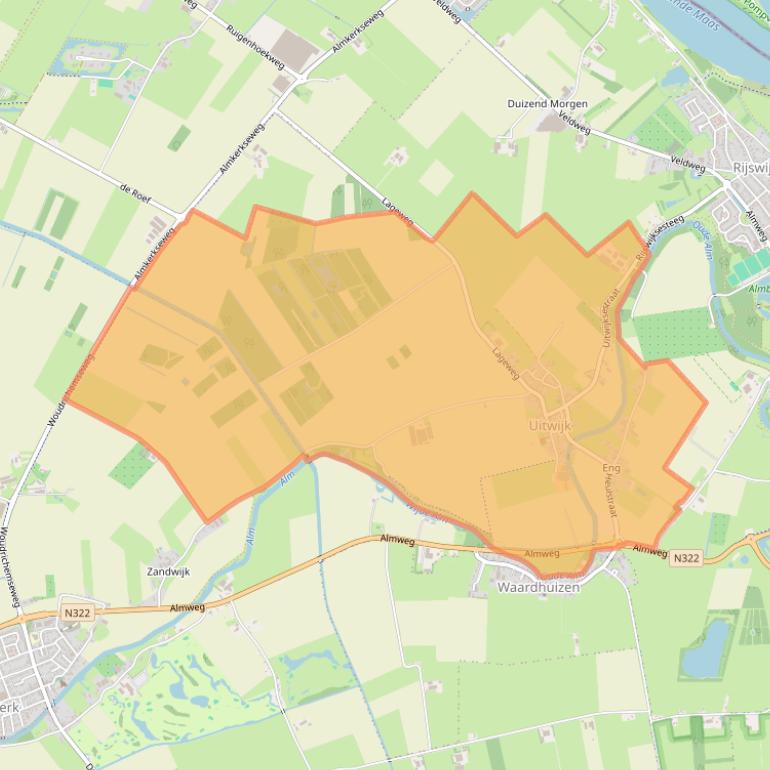 Kaart van postcodegebied 4288.