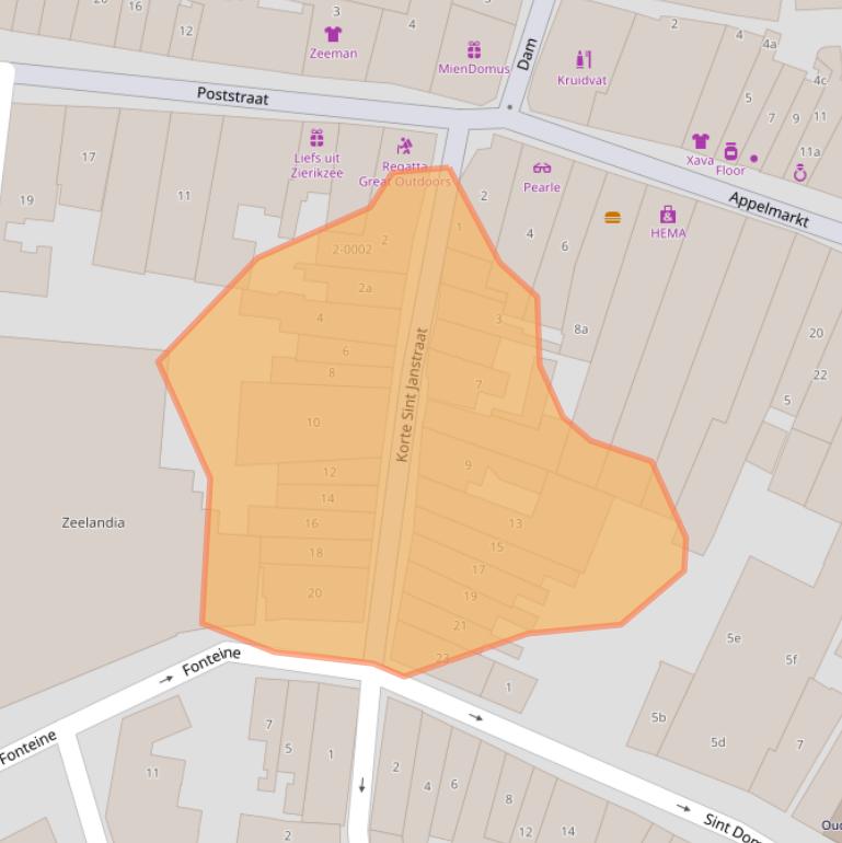 Kaart van postcodegebied 4301AE.