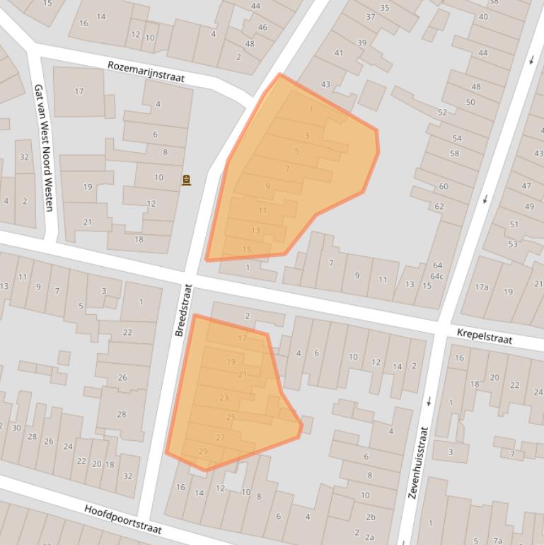 Kaart van postcodegebied 4301AW.