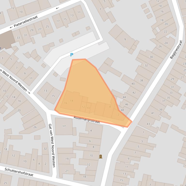 Kaart van postcodegebied 4301BE.