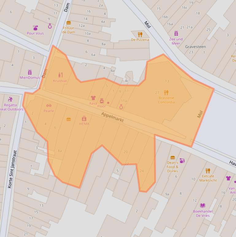 Kaart van postcodegebied 4301CA.