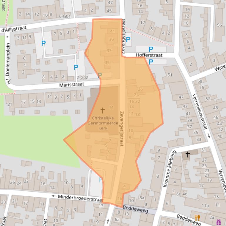 Kaart van postcodegebied 4301EZ.