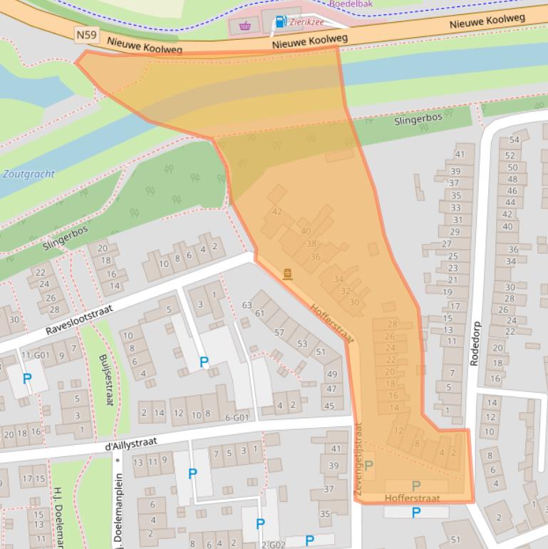 Kaart van postcodegebied 4301GJ.