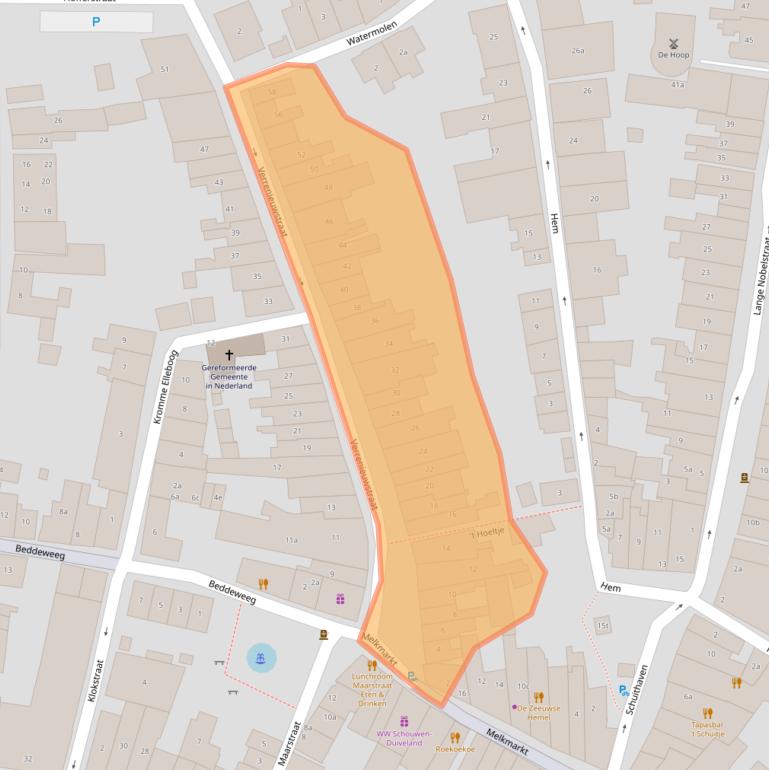 Kaart van postcodegebied 4301HZ.