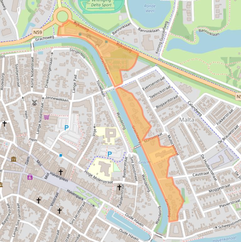 Kaart van postcodegebied 4301KJ.