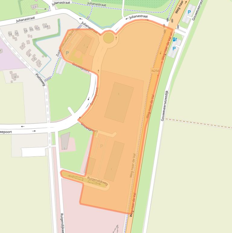 Kaart van postcodegebied 4301RZ.