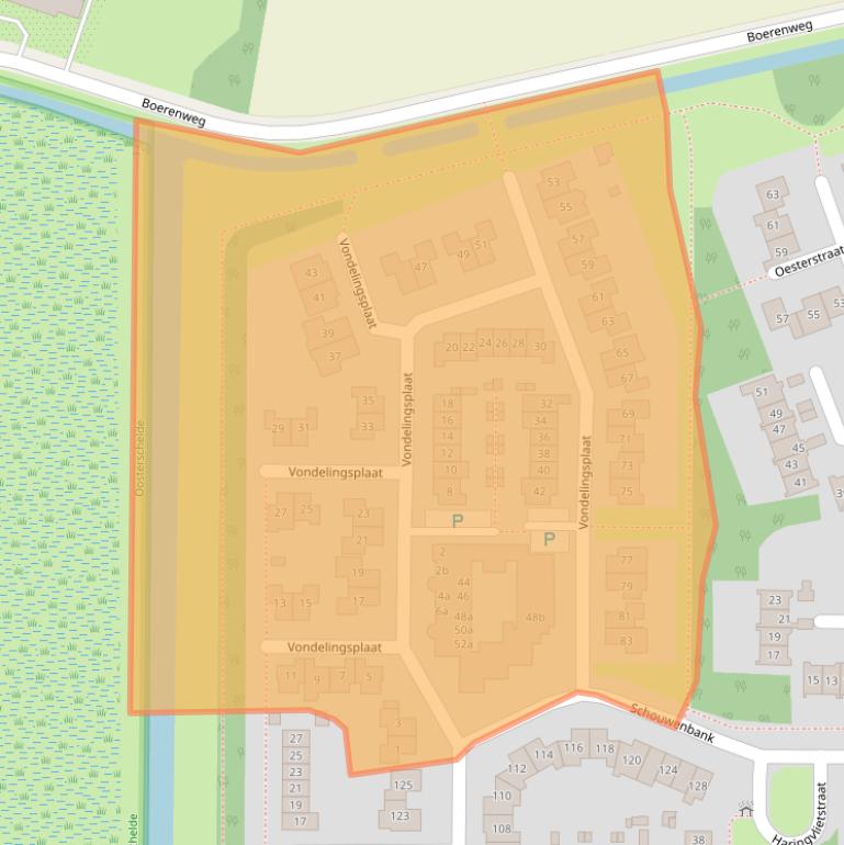 Kaart van postcodegebied 4301ZP.