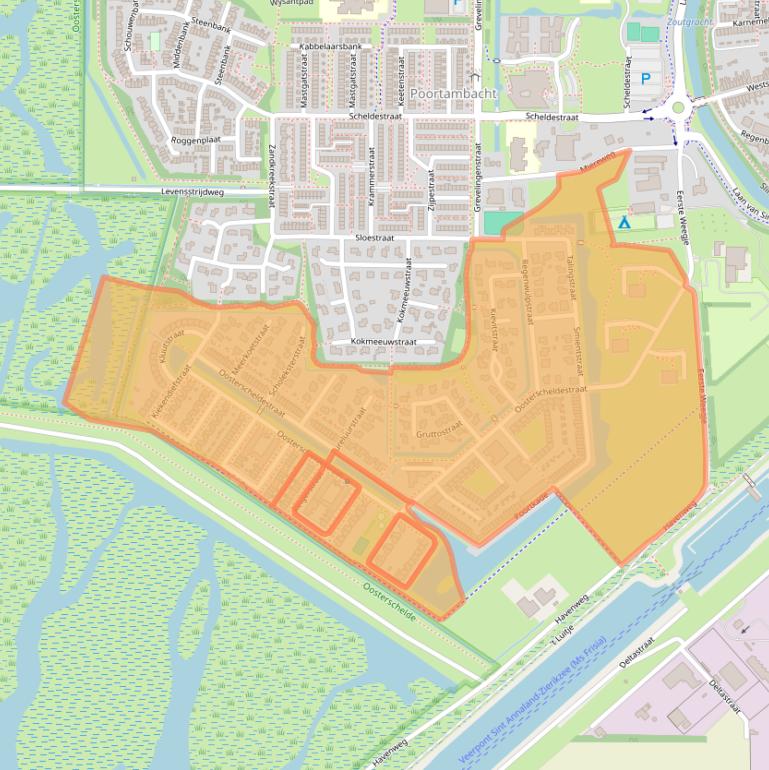Kaart van postcodegebied 4302.