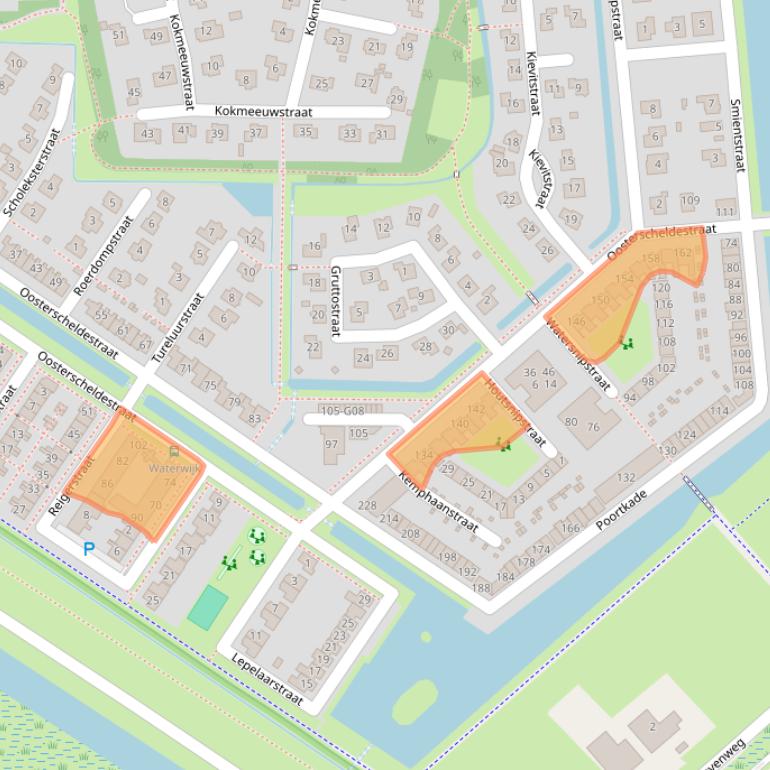 Kaart van postcodegebied 4302WK.