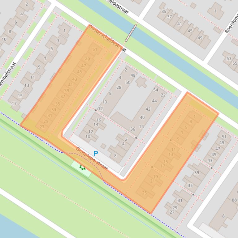 Kaart van postcodegebied 4302WX.