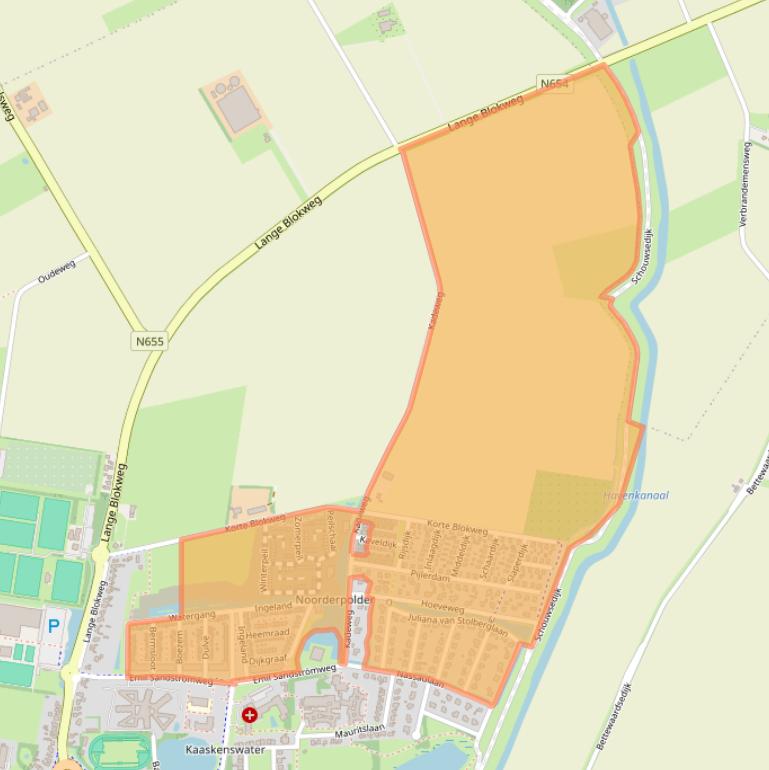 Kaart van postcodegebied 4303.