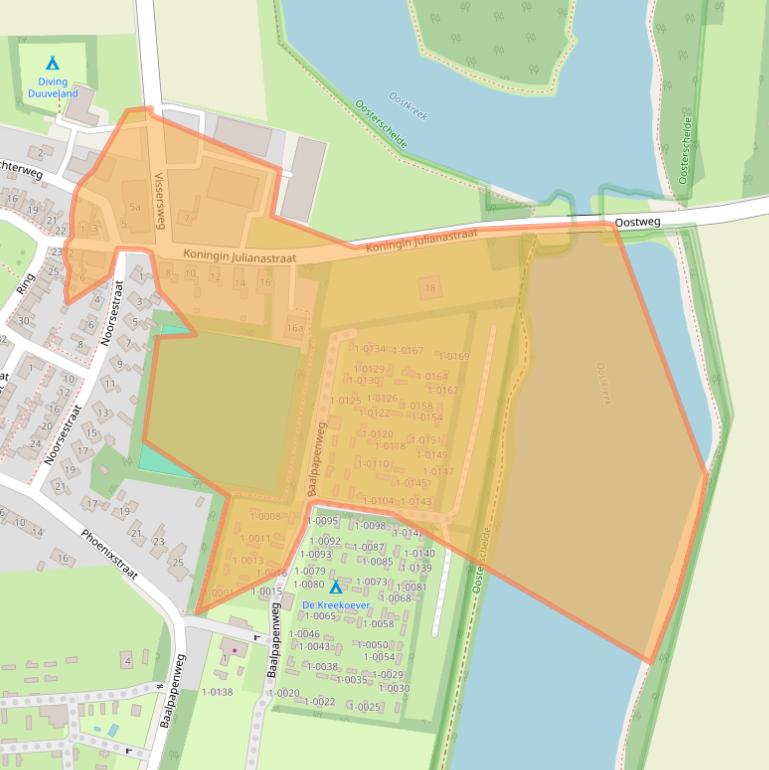 Kaart van postcodegebied 4305AJ.