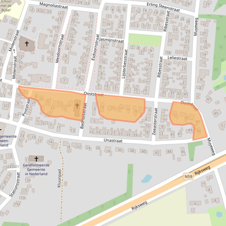 Kaart van postcodegebied 4306AC.