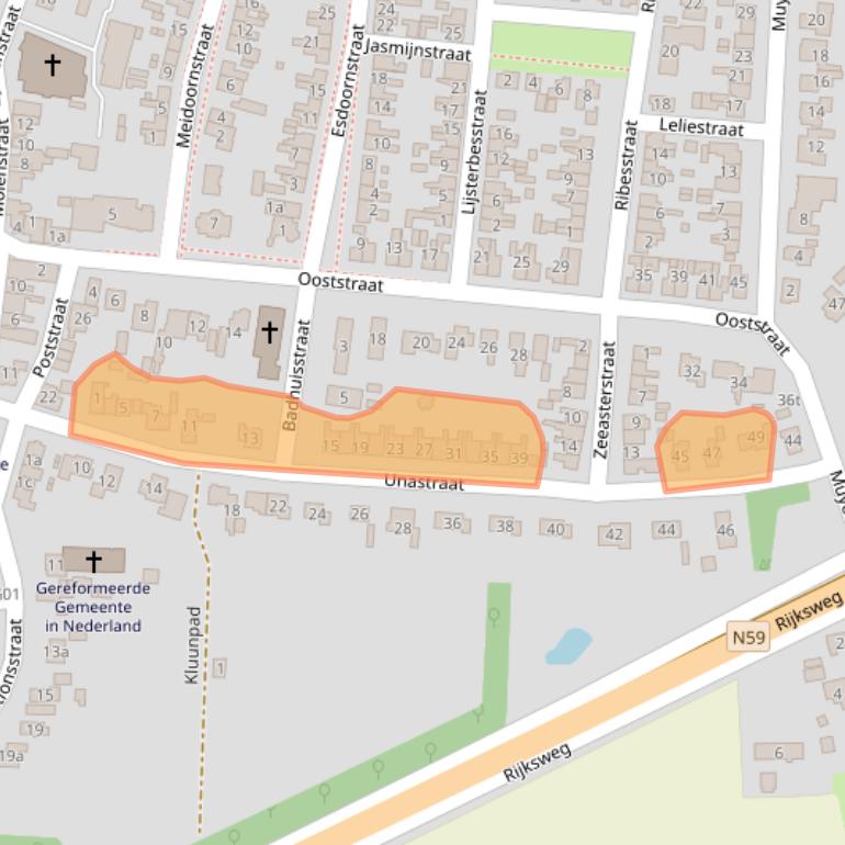 Kaart van postcodegebied 4306AX.