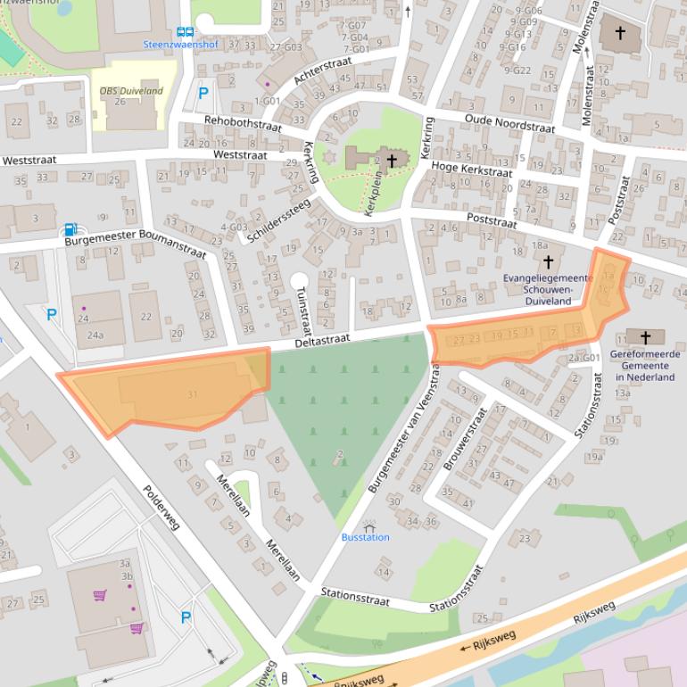 Kaart van postcodegebied 4306BJ.