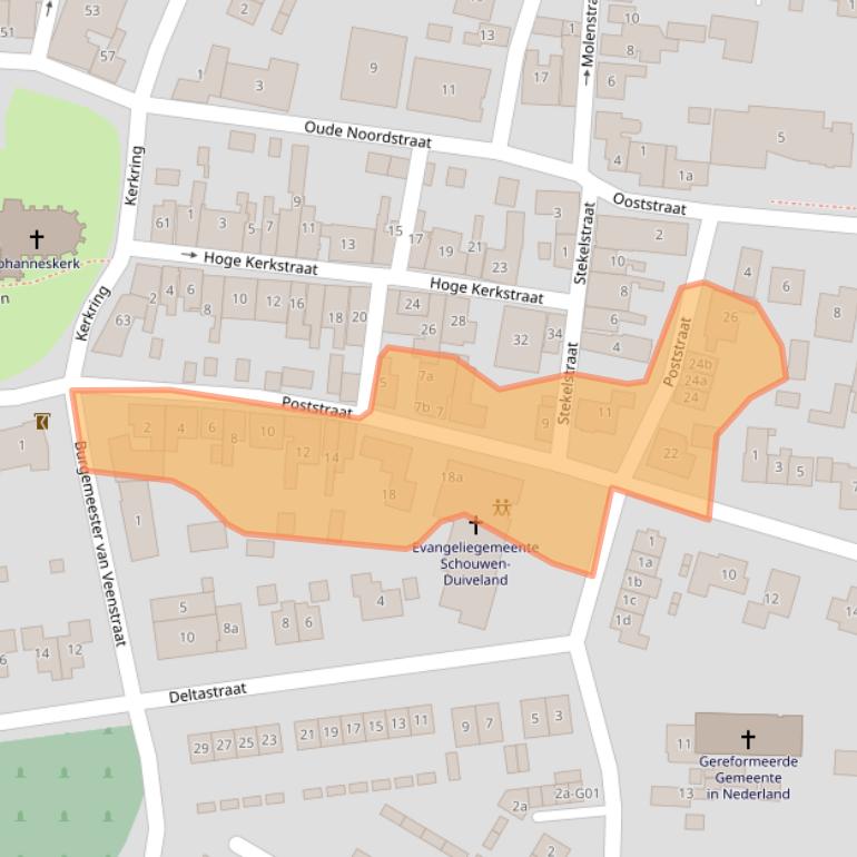 Kaart van postcodegebied 4306CA.