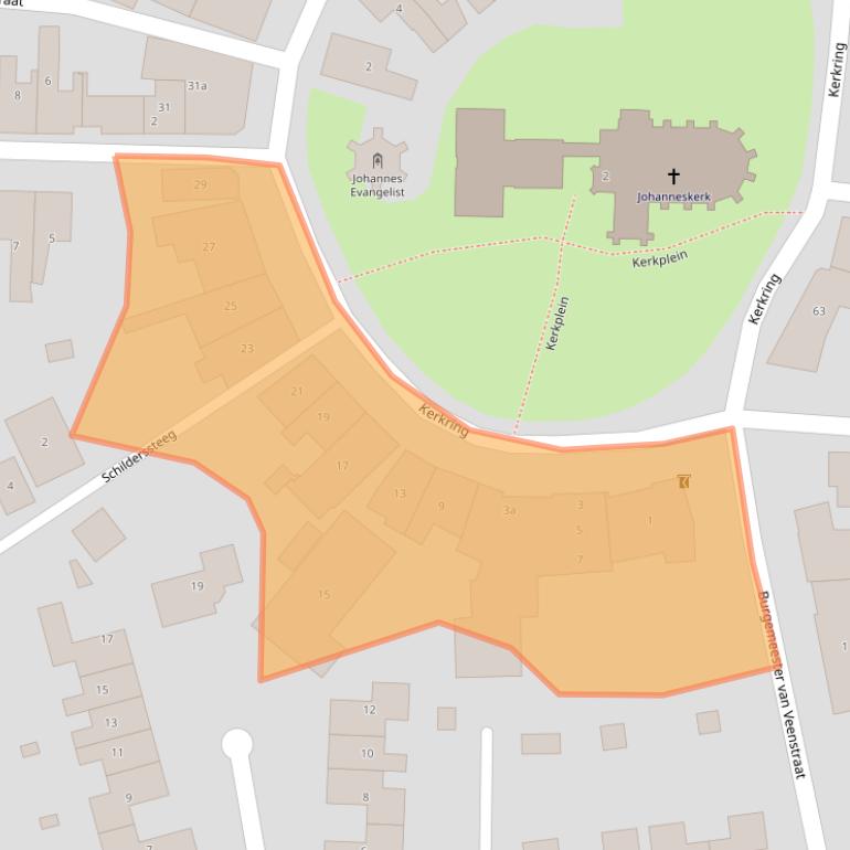 Kaart van postcodegebied 4306CJ.